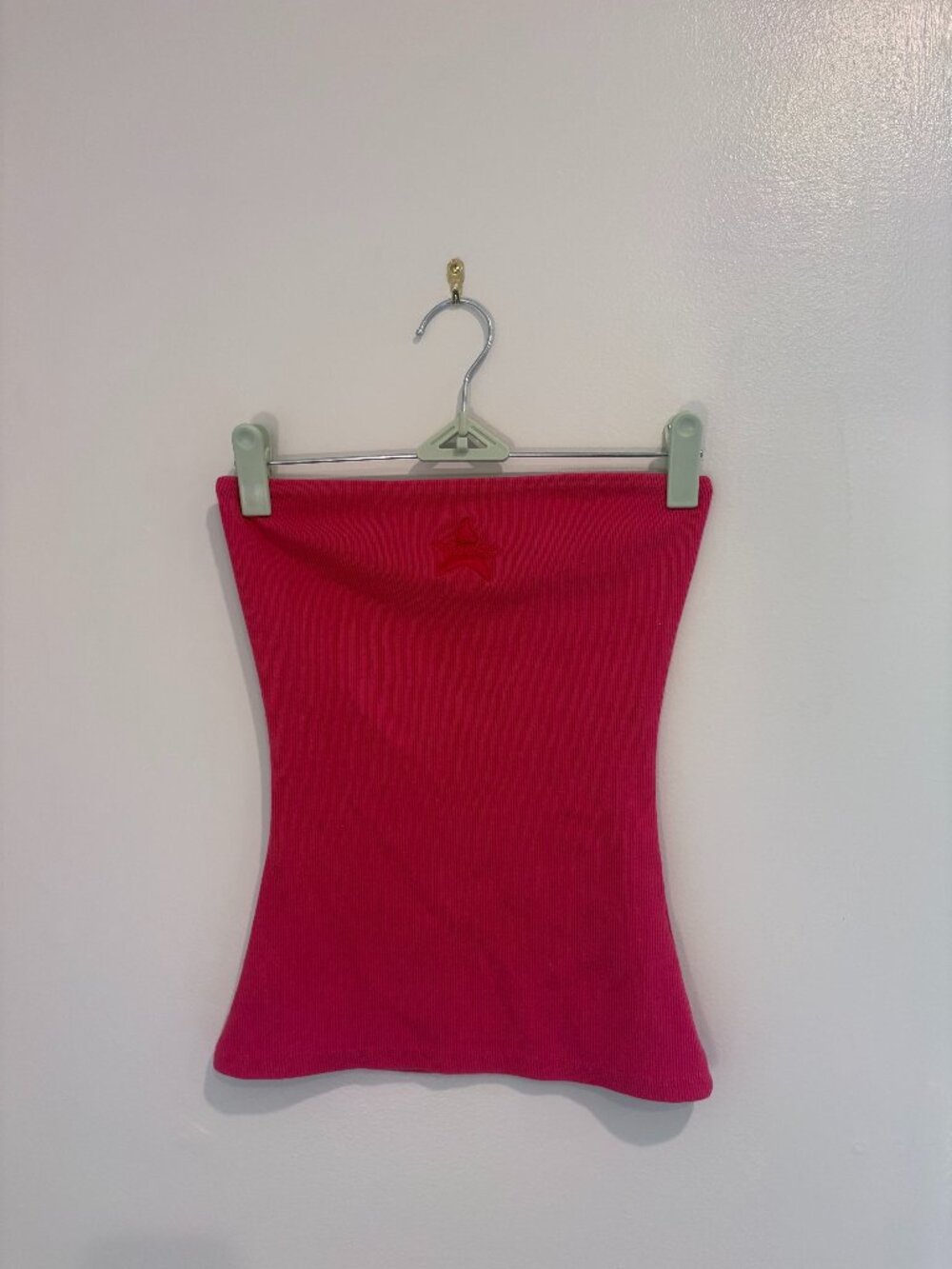 REVICE Denim Red Ribbed Tube Top Size S Y2K